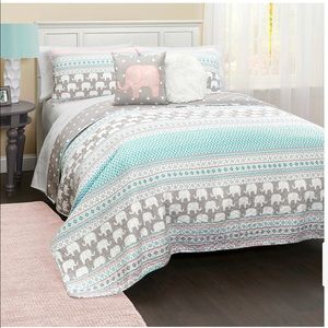 Elephant 5 Piece Girls Quilt Set